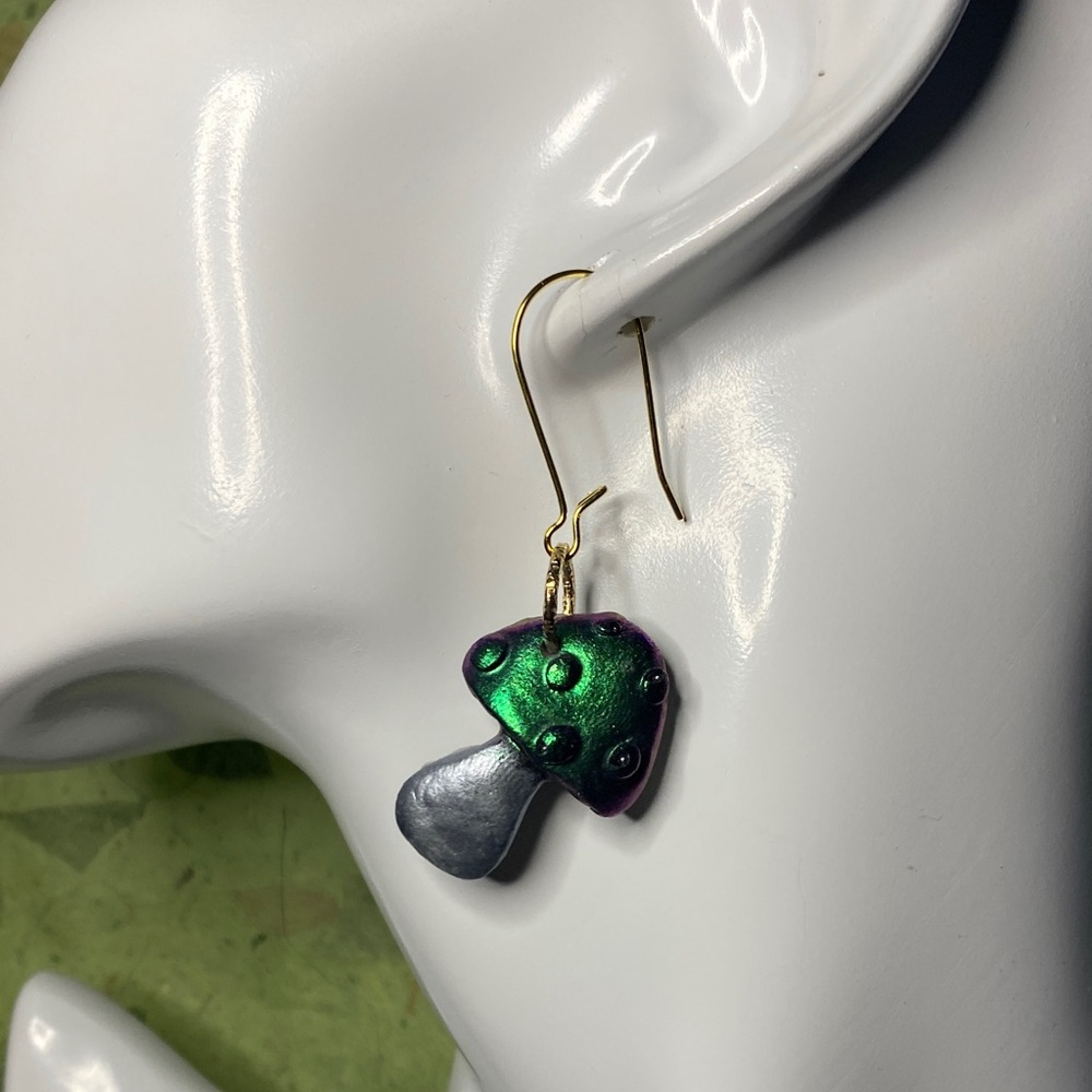 Small Colorful Mushroom Dangle Earrings